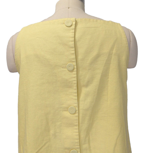 Vintage 60s Yellow Shift Dress Size S Page Boy Sleeveless Smock Pockets Buttons - Picture 10 of 13